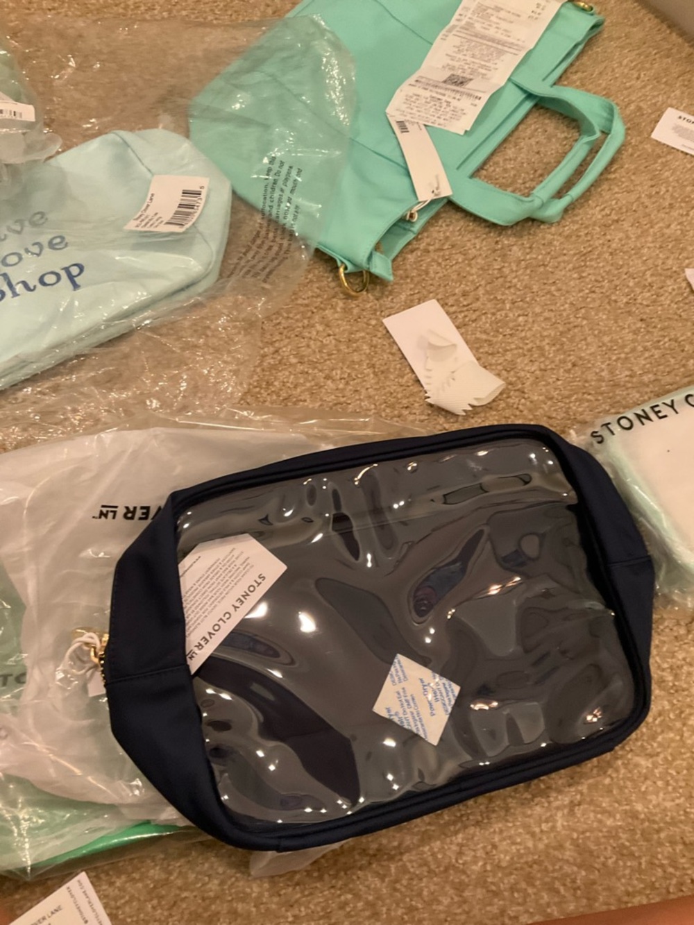 Stoney Clover Lane Navy Clear Pouch